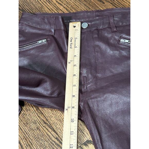 BLK DNM Women's Dark Violet Mid Rise Slim Fit Leather Skinny Ankle Pants Size 28 - Picture 9 of 10